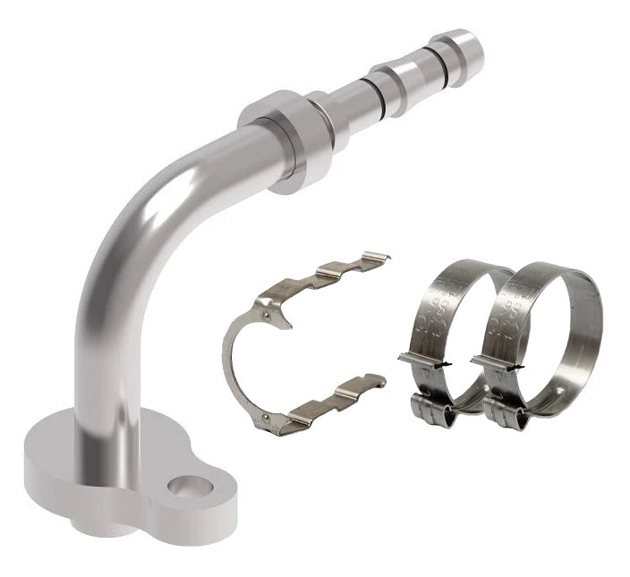 FF14272 Aeroquip by Danfoss | EZ Clip System Fitting Kit | Includes FJ3983-0806S Pad Style Connection (Volvo) (Pad Orientation 90°) 90° Elbow Fitting with FF14171 Clip & Cage Kit