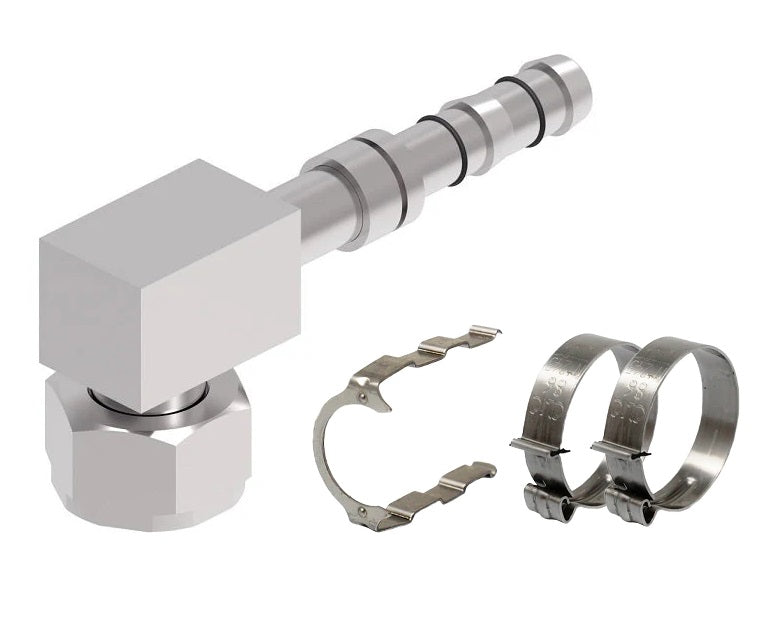 FF14371 Aeroquip by Danfoss | EZ Clip System Fitting Kit | Includes EJ3321-1008S Female Rotalok Short Drop 90° Elbow Fitting with FF14172 Clip & Cage Kit