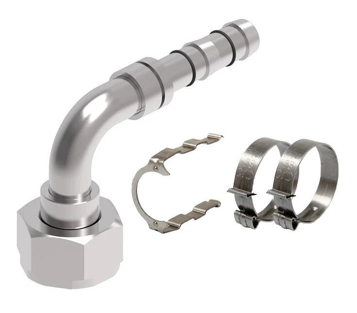 FF14375 Aeroquip by Danfoss | EZ Clip System Fitting Kit | Includes FJ3225-1010S Female Rotalok 90° Elbow Fitting with FF14173 Clip & Cage Kit