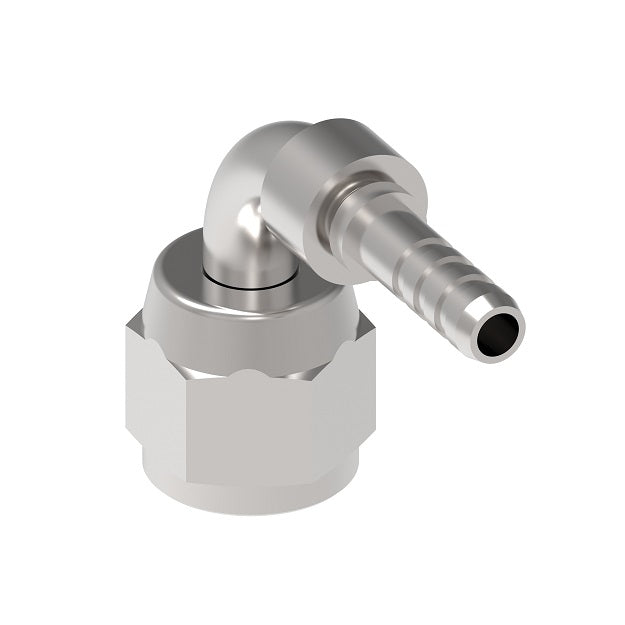 FC4098-0808S Aeroquip by Danfoss | PTFE Hose Crimp Fitting Nipple | 90 ° Elbow | -08 Female 37° JIC x -08 Hose Barb | Carbon Steel | Pack of 10