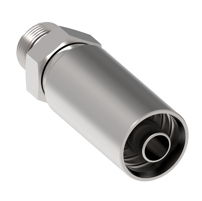 FC5809-0604S Aeroquip by Danfoss | Thermoplastic Hose Crimp Fitting | -06 Male SAE O-Ring Boss x -04 Hose Barb | Carbon Steel