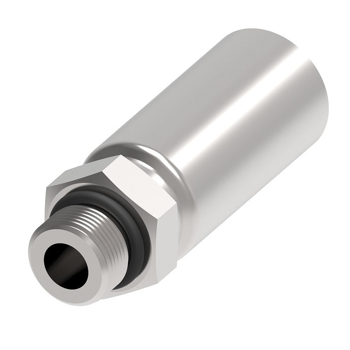 FC5809-0604S Aeroquip by Danfoss | Thermoplastic Hose Crimp Fitting | -06 Male SAE O-Ring Boss x -04 Hose Barb | Carbon Steel