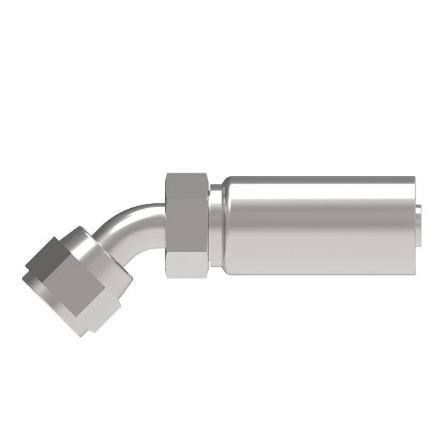 FC5813-0605S Aeroquip by Danfoss | Thermoplastic Hose Crimp Fitting | 45° Elbow | -06 Female 37° JIC Swivel x -05 Hose Barb | Carbon Steel