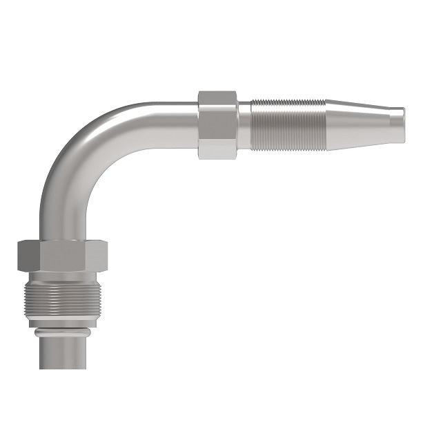 FC6474-1010S Aeroquip by Danfoss | Reusable Hose Fitting Nipple | 90° Elbow | -10 Male Tube-O x -10 Reusable Hose End | Carbon Steel