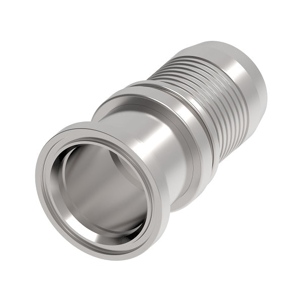 FC8153-4040S Aeroquip by Danfoss | Spiral Single Skive Crimp Fitting | FC Series | Nipple Assembly | -40 Code 61 Split Flange x -40 Hose Barb | Carbon Steel