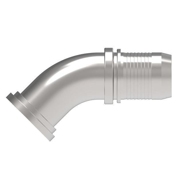 FC8155-4040S Aeroquip by Danfoss | Spiral Single Skive Crimp Fitting | FC Series | 45° Elbow | Nipple Assembly | -40 Code 61 Split Flange x -40 Hose Barb | Carbon Steel