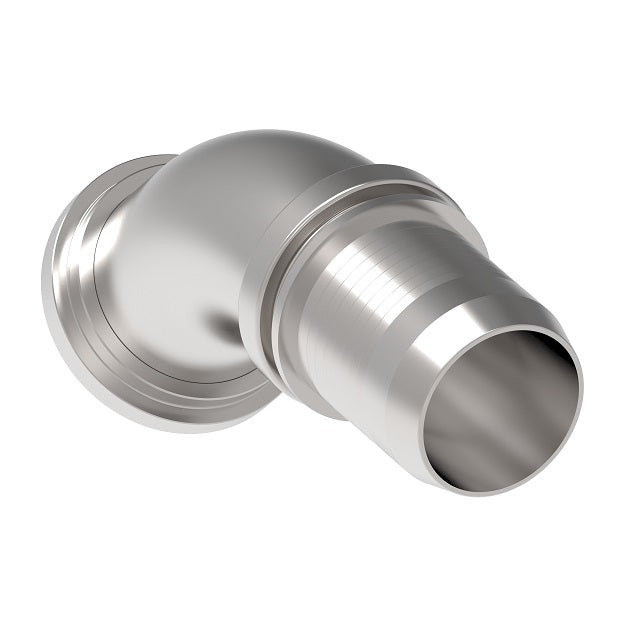 FC8155-4040S Aeroquip by Danfoss | Spiral Single Skive Crimp Fitting | FC Series | 45° Elbow | Nipple Assembly | -40 Code 61 Split Flange x -40 Hose Barb | Carbon Steel