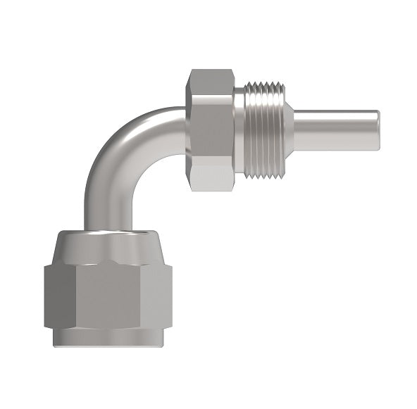 FC8171-0606S Aeroquip by Danfoss | Crimp Nipple Fitting | 90° Elbow | -06 Female 37 JIC x -06 Hose Barb | Carbon Steel