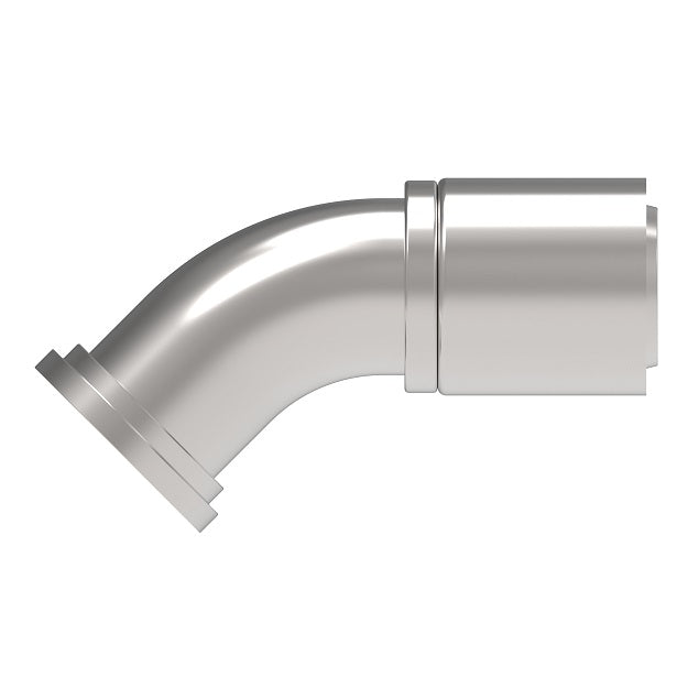 FC9155-4040S Aeroquip by Danfoss | Spiral Single Skive Crimp Fitting | FC Series | 45° Elbow | Complete Fitting | -40 Code 61 Split Flange x -40 Hose Barb | Carbon Steel