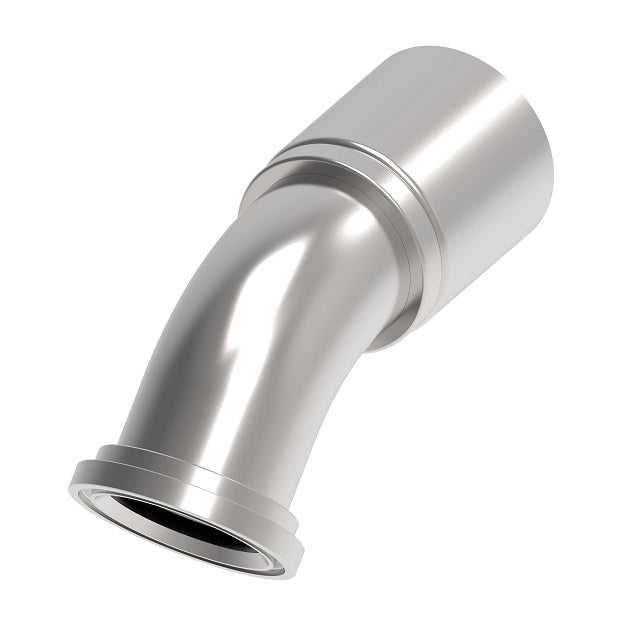 FC9155-4040S Aeroquip by Danfoss | Spiral Single Skive Crimp Fitting | FC Series | 45° Elbow | Complete Fitting | -40 Code 61 Split Flange x -40 Hose Barb | Carbon Steel