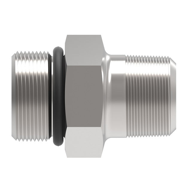 FF1796-0402S Aeroquip by Danfoss | ORB/NPTF External Pipe Adapter | 1/4" Male O-Ring Boss x 1/8" Male NPTF | Carbon Steel