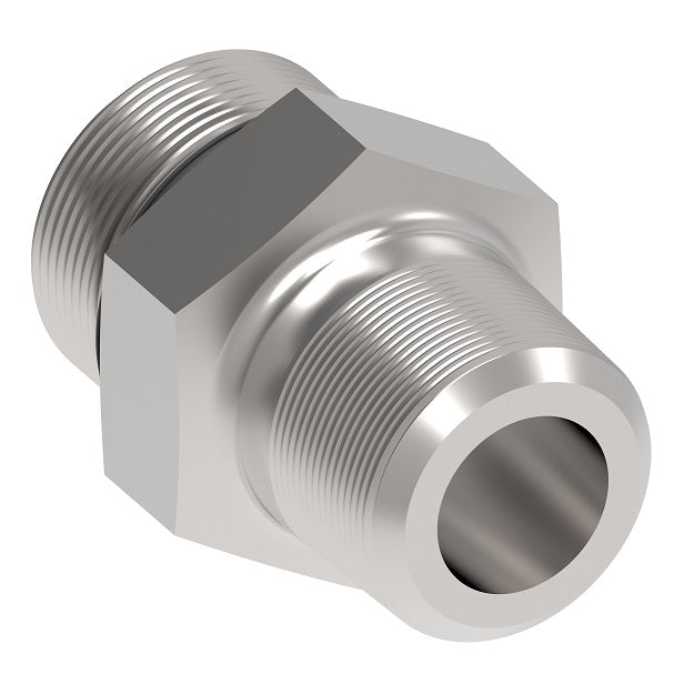 FF1796-2020S Aeroquip by Danfoss | ORB/NPTF External Pipe Adapter | 1-1/4" Male O-Ring Boss x 1-1/4" Male NPTF | Carbon Steel