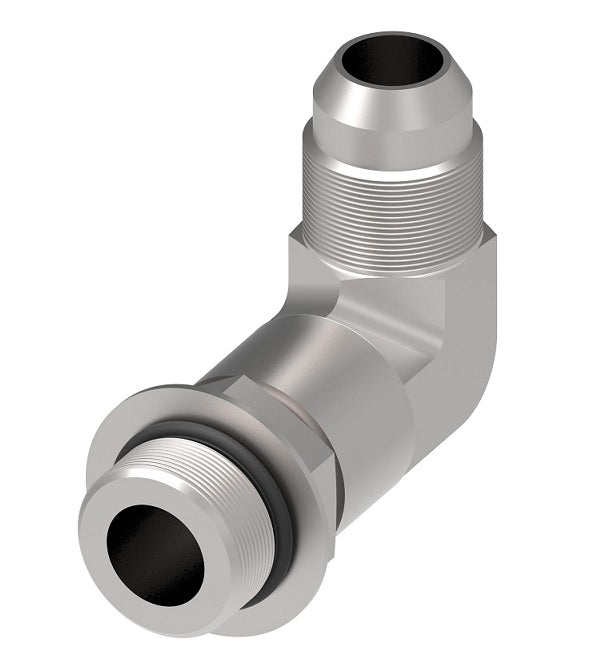 FF3910-0606S Aeroquip by Danfoss | SAE ORB/JIC 37° Long Adapter | 90° Elbow | -06 Male SAE O-Ring Boss x -06 Male 37° JIC | Carbon Steel