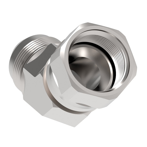 FF4174-0606S Aeroquip by Danfoss | SAE 45°/SAE 45° Swivel Adapter | 45° Elbow | -06 Male SAE 45° x -06 Female SAE 45° Swivel | Carbon Steel