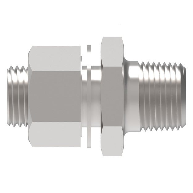 FF4185-0804-2S Aeroquip by Danfoss | NPTF Bulkhead Coupling Adapter | -08 Male NPTF x -04 Female NPTF (2.53" Length) | Carbon Steel