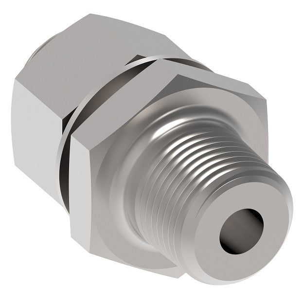 FF4185-0804-2S Aeroquip by Danfoss | NPTF Bulkhead Coupling Adapter | -08 Male NPTF x -04 Female NPTF (2.53" Length) | Carbon Steel