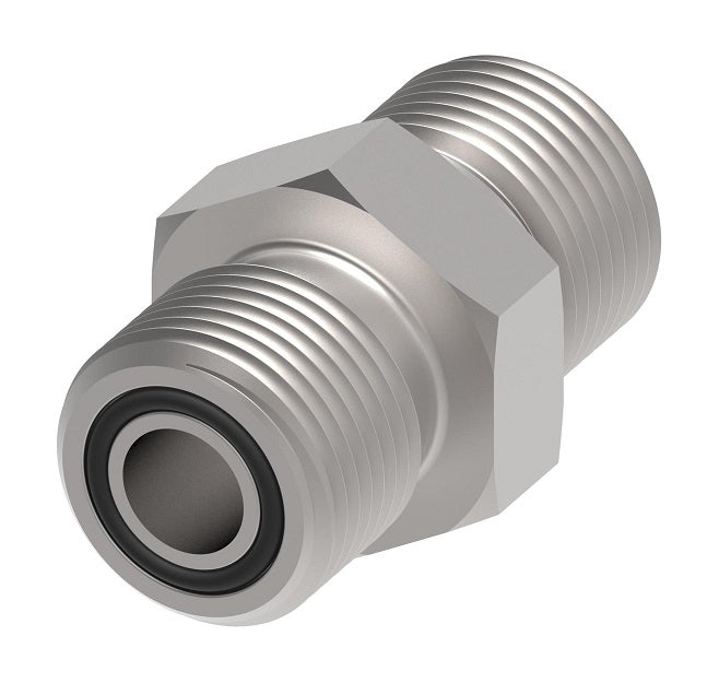 FF4269T0606S Aeroquip by Danfoss | ORFS/ BSPP Male Captive Seal Adapter | -06 Male O-Ring Face Seal x -06 Male BSPP | Carbon Steel