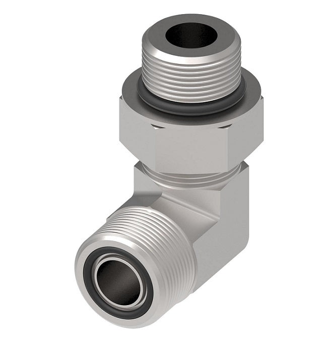 FF4291T0402S Aeroquip by Danfoss | ORFS / Adjustable BSPP Adapter | 90° Elbow | -04 Male O-Ring Face Seal x -02 Male BSPP | Carbon Steel