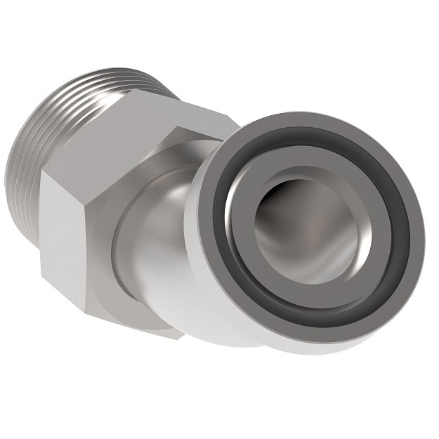 FF6001T3-1616S Aeroquip by Danfoss | Code 61 Flange/ORS Adapter | 45° Elbow | -16 Code 61 Flange x -16 Male O-Ring Face Seal | Carbon Steel