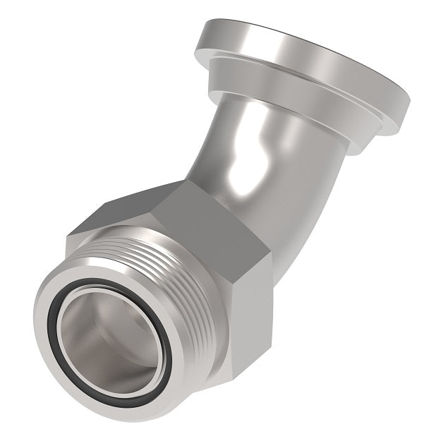 FF6001T3-1616S Aeroquip by Danfoss | Code 61 Flange/ORS Adapter | 45° Elbow | -16 Code 61 Flange x -16 Male O-Ring Face Seal | Carbon Steel