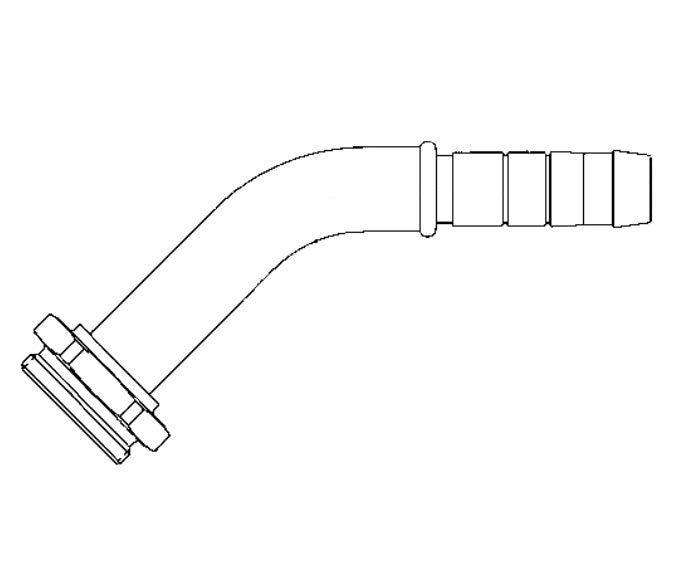 FJ2079-1212S Aeroquip by Danfoss | Air Conditioning Crimp Hose Fitting Nipple | 45° Elbow | -12 5400 Coupling Thread x -12 Hose Barb | Carbon Steel