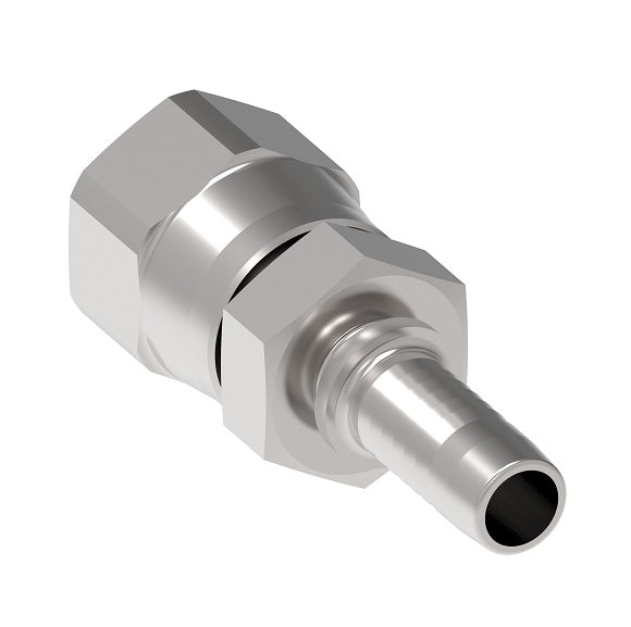 FJ4421-0606S Aeroquip by Danfoss | Crimp Nipple Fitting | -06 Female 37° JIC x -06 Hose Barb | Carbon Steel