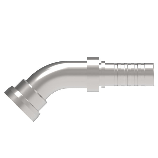 FJ4441-0808S Aeroquip by Danfoss | PTFE Hose Crimp Fitting Nipple | 45° Elbow | -08 Female O-Ring Face Seal Swivel x -08 Hose Barb | Carbon Steel
