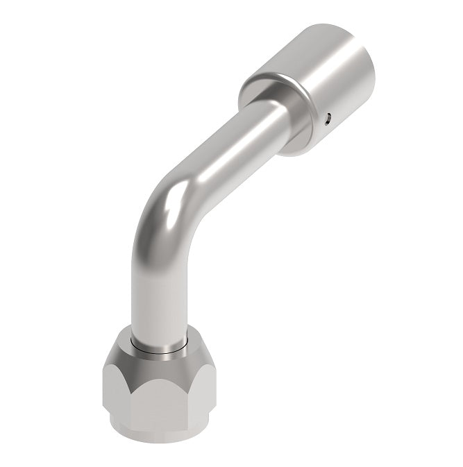 FJ5216-06-1212S Aeroquip by Danfoss | Crimp Hose Fitting Assembly | 90° Elbow | -12 Female O-Ring Face Seal x -12 Hose Barb | Carbon Steel