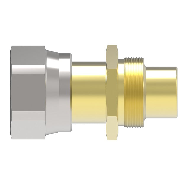 FJ8088-2020-63 Aeroquip by Danfoss | Reusable PTFE Hose Fitting Nipple | -20 Female 37° JIC x -20 Reusable Hose End | Brass/Steel