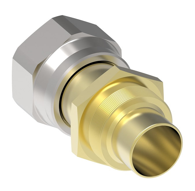 FJ8088-1616-63 Aeroquip by Danfoss | Reusable PTFE Hose Fitting Nipple | -16 Female 37° JIC x -16 Reusable Hose End | Brass/Steel