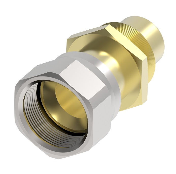 FJ8088-2020-63 Aeroquip by Danfoss | Reusable PTFE Hose Fitting Nipple | -20 Female 37° JIC x -20 Reusable Hose End | Brass/Steel