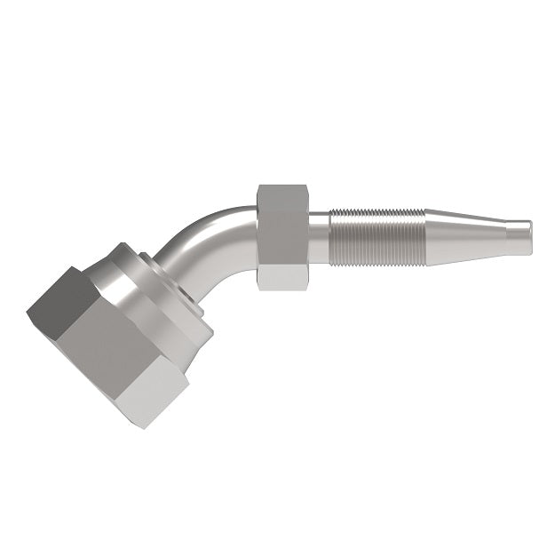 FJ8707-2424S Aeroquip by Danfoss | Reusable Engine Fitting Nipple | 45° Elbow | -24 Female O-Ring Face Seal x -24 Reusable Hose End | Carbon Steel