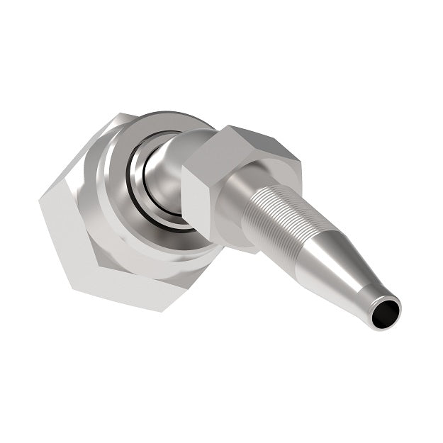 FJ8707-0808S Aeroquip by Danfoss | Reusable Engine Fitting Nipple | 45° Elbow | -08 Female O-Ring Face Seal x -08 Reusable Hose End | Carbon Steel
