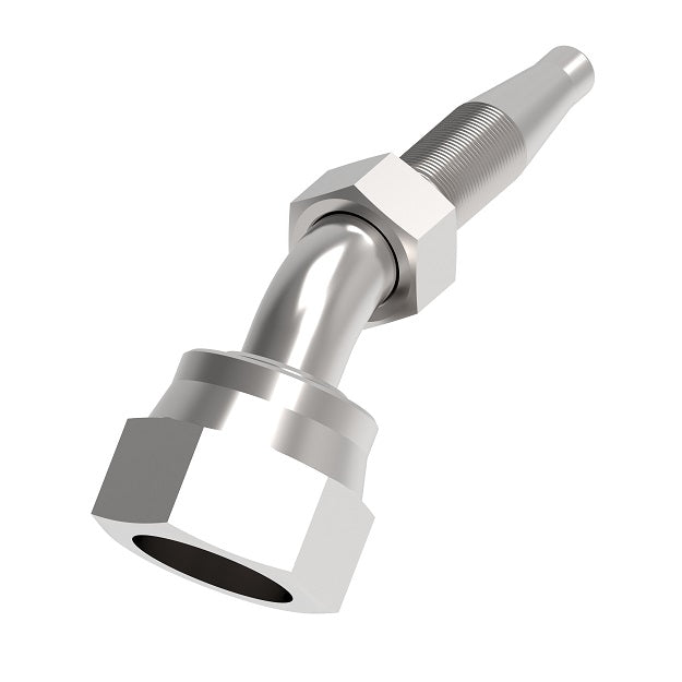 FJ8707-2424S Aeroquip by Danfoss | Reusable Engine Fitting Nipple | 45° Elbow | -24 Female O-Ring Face Seal x -24 Reusable Hose End | Carbon Steel