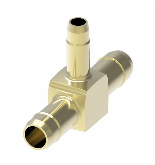 1064X6X6X4 by Danfoss | Mini-Barb Fitting | Union Tee | for 3/8" Tubing OD x 3/8" Tubing OD x 1/4" Tubing OD | Brass