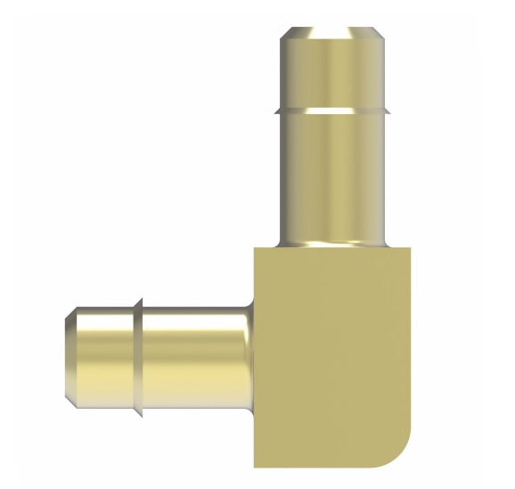 1065X6 by Danfoss | Mini-Barb Fitting | Union 90° Elbow | for 3/8" Tubing OD x 3/8" Tubing OD | Brass