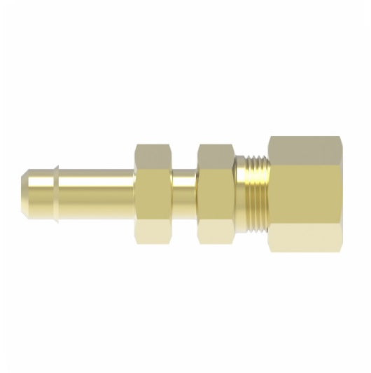 1067X4X4 by Danfoss | Mini-Barb Fitting | Bulkhead Compression Connector | for 1/4" Tubing OD x 1/4" Tubing OD | Brass