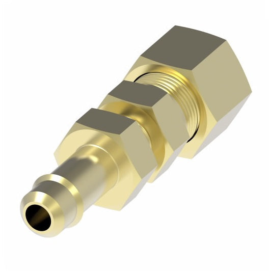 1067X4X4 by Danfoss | Mini-Barb Fitting | Bulkhead Compression Connector | for 1/4" Tubing OD x 1/4" Tubing OD | Brass