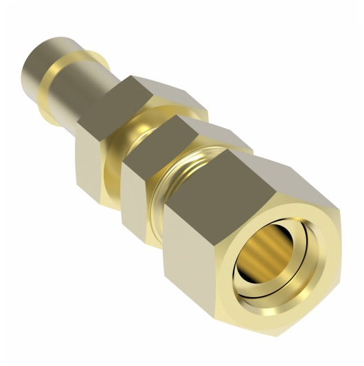 1067X4X4 by Danfoss | Mini-Barb Fitting | Bulkhead Compression Connector | for 1/4" Tubing OD x 1/4" Tubing OD | Brass