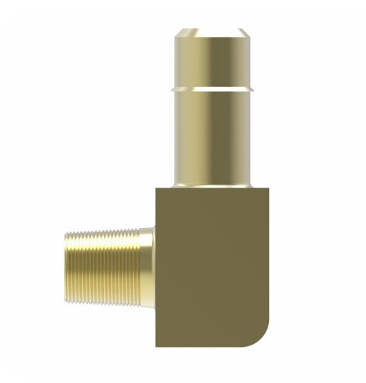 1069X8 by Danfoss | Mini-Barb Fitting | Male Connector 90° Elbow (Short Thread) | for 1/2" Tubing OD | 3/8" Male Pipe | Brass