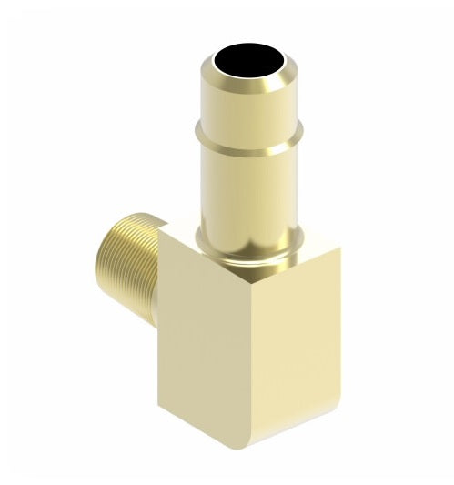 1069X4 by Danfoss | Mini-Barb Fitting | Male Connector 90° Elbow | for 1/4" Tubing OD | 1/8" Male Pipe | Brass