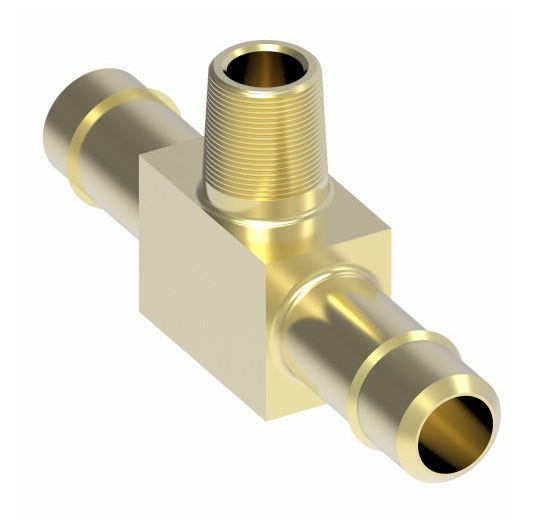 1072X4 by Danfoss | Mini-Barb Fitting | Male Branch Tee | for 1/4" Tubing OD x 1/4" Tubing OD | 1/8" Male Pipe | Brass