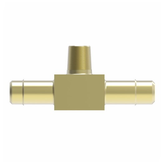 1072X6 by Danfoss | Mini-Barb Fitting | Male Branch Tee | for 3/8" Tubing OD x 3/8" Tubing OD | 1/4" Male Pipe | Brass