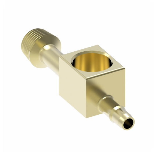 1075X4 by Danfoss | Mini-Barb Fitting | Adapter Tee (Short Thread) | for 1/4" Tubing OD | 1/8" Male Pipe x 1/8" Female Pipe | Brass