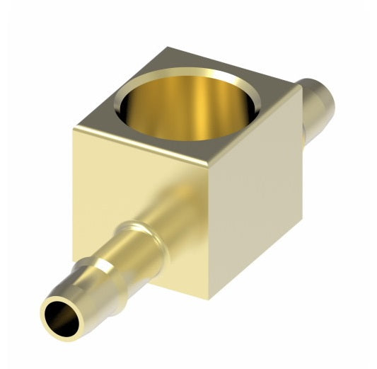 1077X4 by Danfoss | Mini-Barb Fitting | Female Branch Tee | for 1/4" Tubing OD x 1/4" Tubing OD | 1/8" Female Pipe | Brass