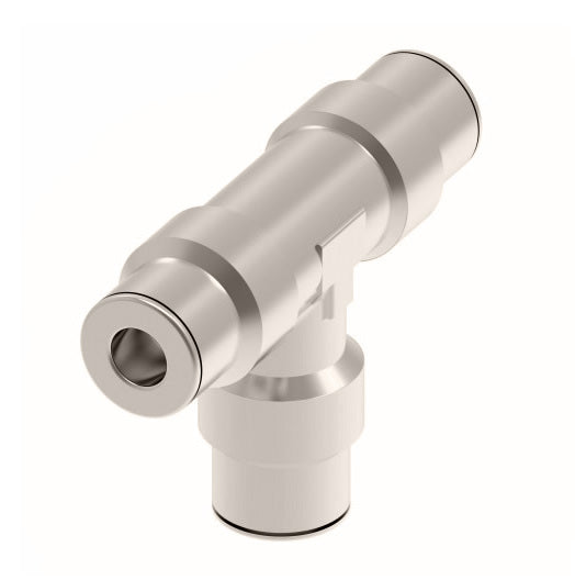 1164X10M by Danfoss | Metric Push to Connect Adapter | Union Tee | 10mm Tube OD x 10mm Tube OD x 10mm Tube OD | Nickel Plated Brass