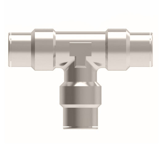 1164X6 by Danfoss | Push to Connect Adapter | Union Tee | 3/8" Tube OD x 3/8" Tube OD x 3/8" Tube OD | Nickel Plated Brass