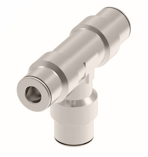 1164X2.5 by Danfoss | Push to Connect Adapter | Union Tee | 5/32" Tube OD x 5/32" Tube OD x 5/32" Tube OD | Nickel Plated Brass