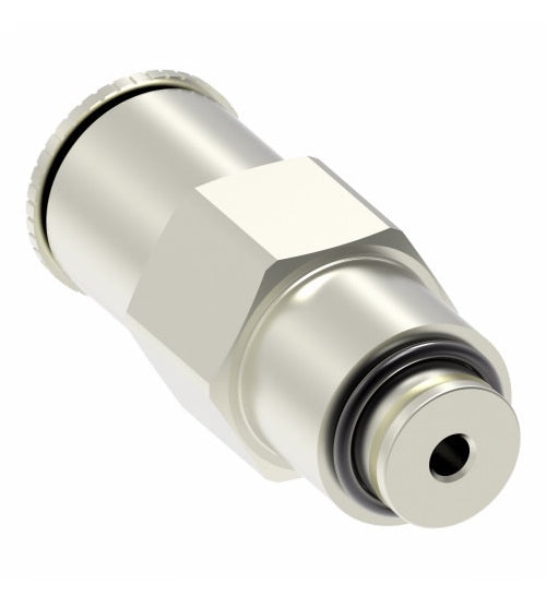 1168PX4X6 by Danfoss | Push to Connect Plus Adapter | Male Connector | 1/4" Tube OD x 3/8" Male Pipe | Nickel Plated Brass