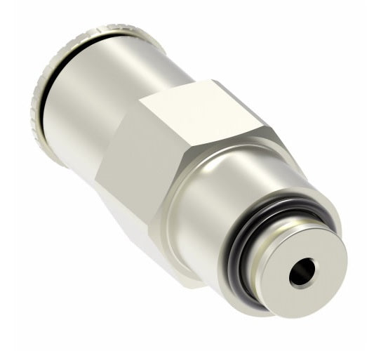 1168X6MX5MM by Danfoss | Metric Push to Connect Adapter | Male Connector | 6mm Tube OD x M5 Male Metric | Nickel Plated Brass